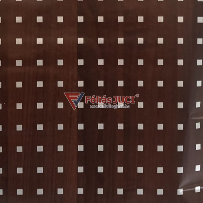 Wenge Fémes Négyzetekkel Fahatású Öntapadós Fólia (2 m x 45 cm)