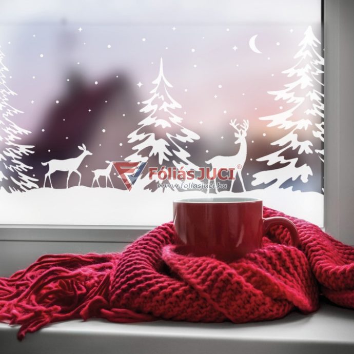 Téli hangulat ablakfólia - Szarvasok