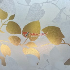   Szürke-Fehér Levelek Ragasztó Nélküli Prémium Ablakfólia (Amena) (1,5 m x 45 cm)