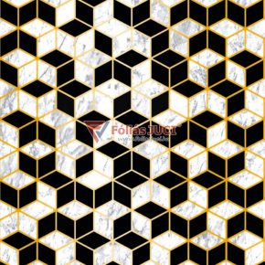   Fekete Arany Geometria Öntapadós Fólia 1(Coppas) (1,5 m x 67,5 cm)