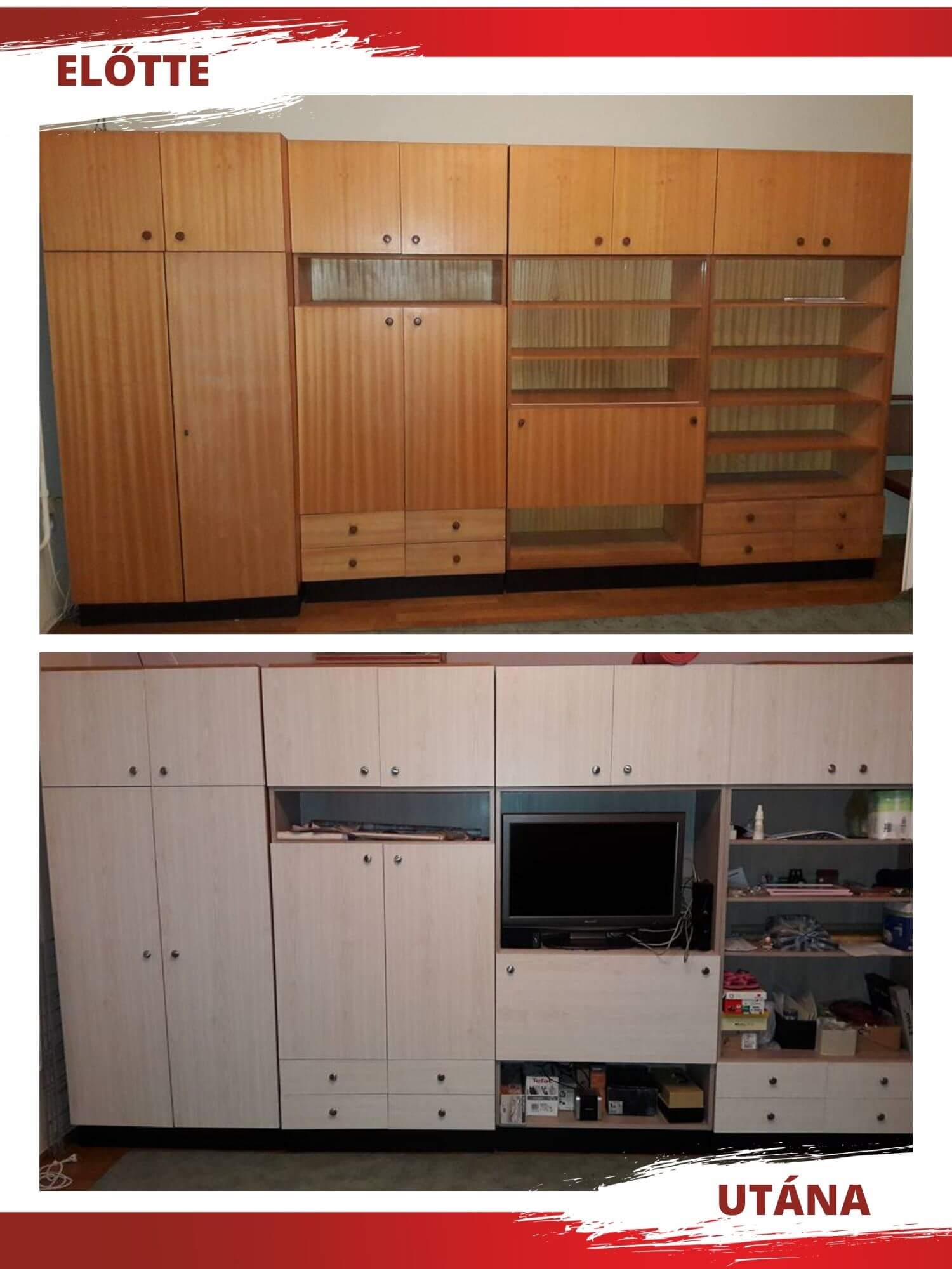 Szekrénysor teljes felújítása fóliával