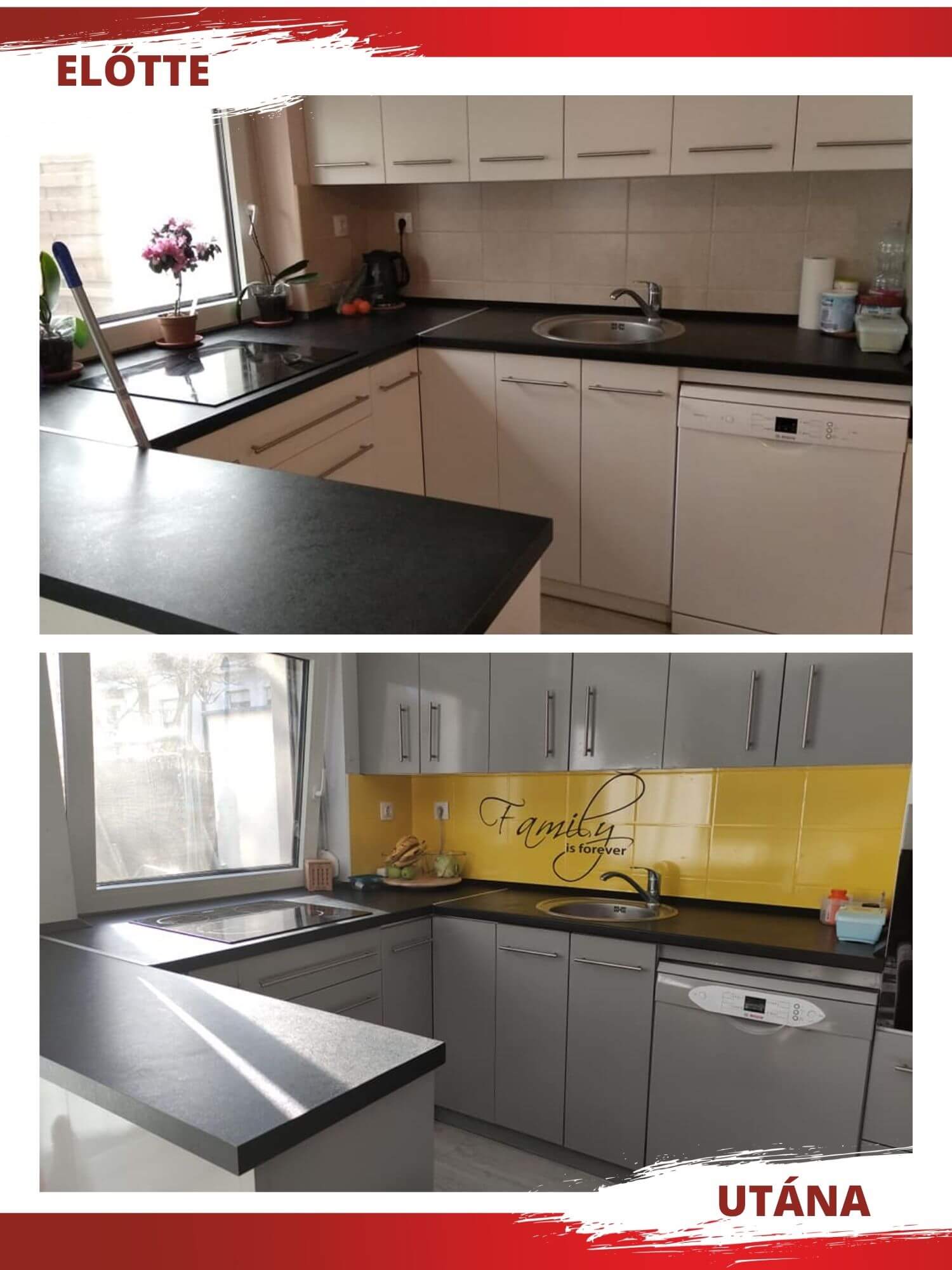 Konyhaszekrény fóliázás – eredmény