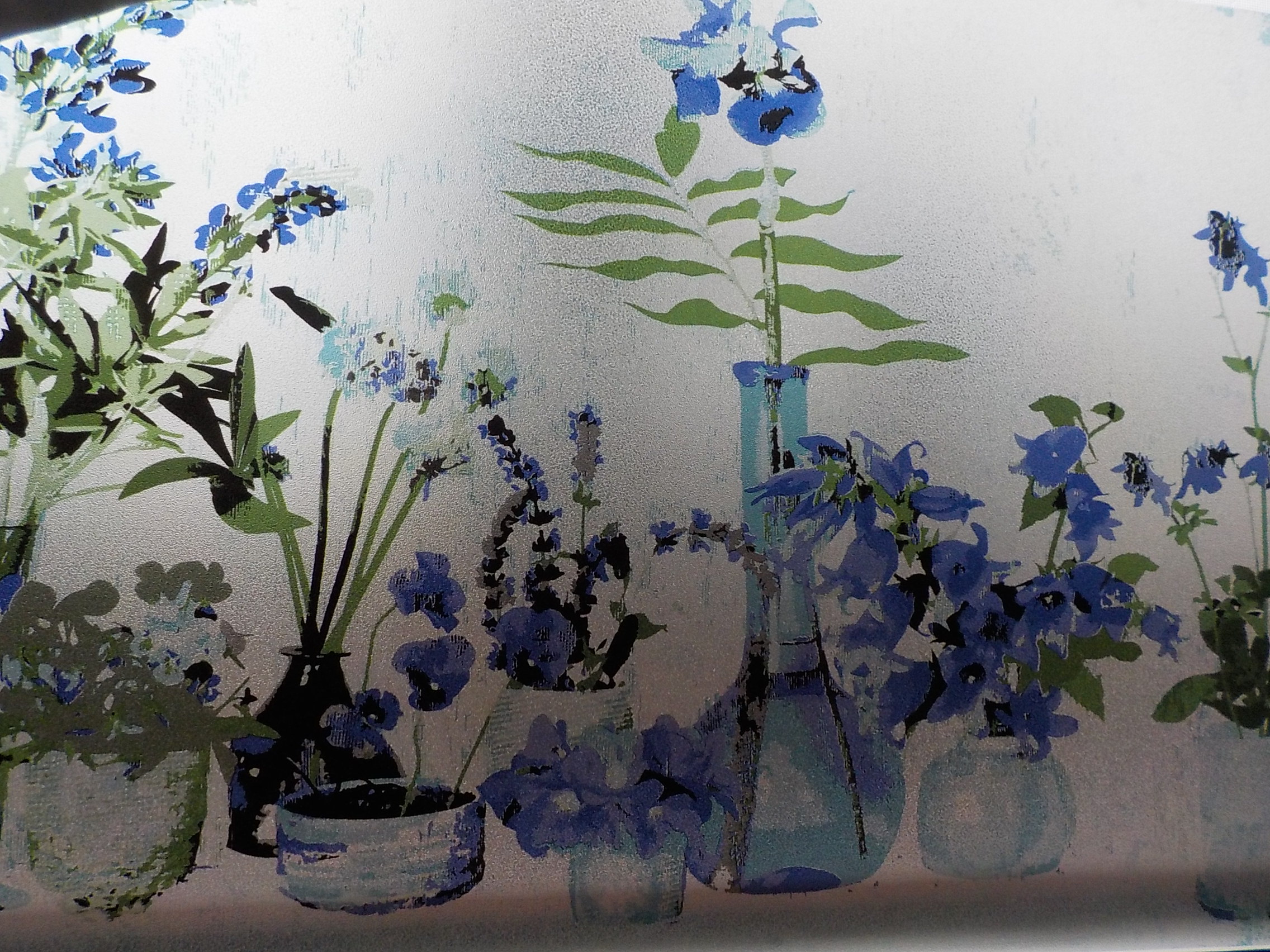   Kék Virágok Ragasztó Nélküli Prémium Ablakfólia (Neele) (1,5 m x 45 cm)
