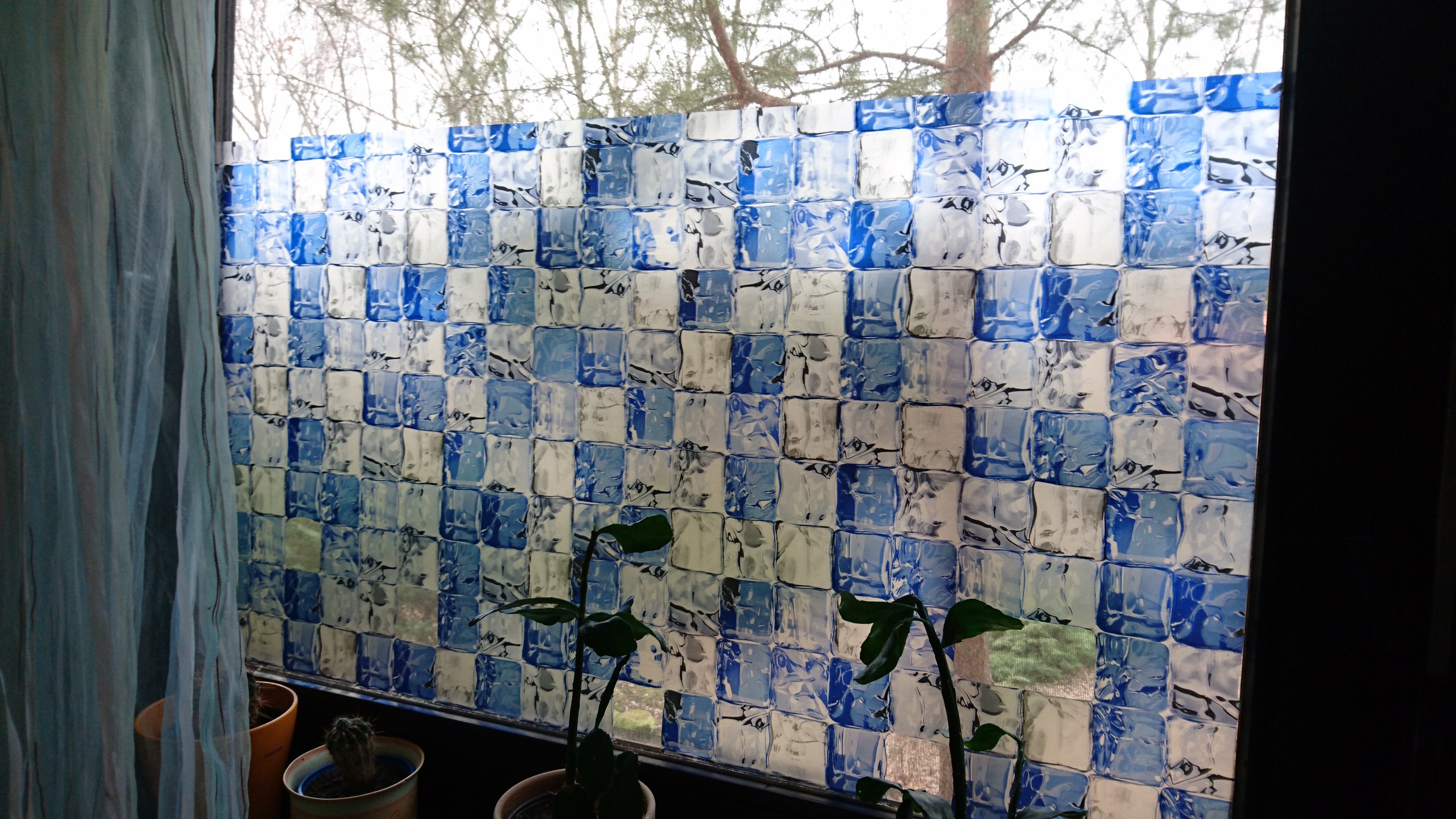   Szürke Jégkockák Ragasztó Nélküli Standard Ablakfólia (Ice Cube) (1,5 m x 67,5 cm)
